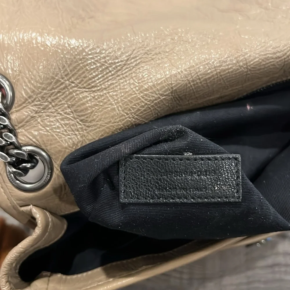 YSL Saint Laurent NIKI Medium Chain Flap Bag Matelasse Neutral Leather Handbag - Picture 12 of 16